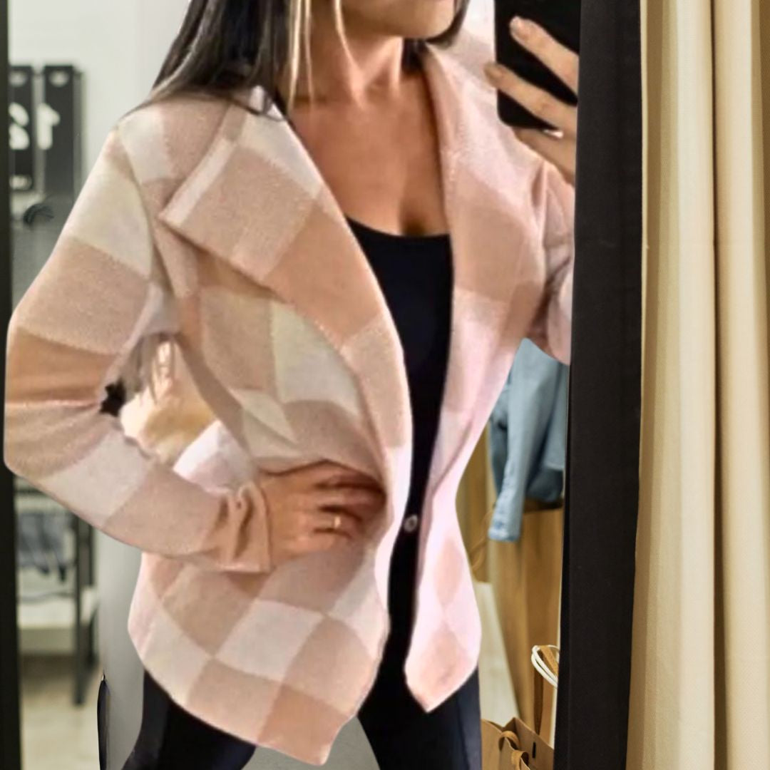 Cardigan Xadrez Essential Lã Cardigan lã Casaquinho de lã  Casaco sobretudo lã  Casaco xadrez lã 