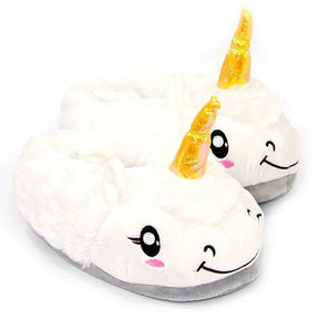 Pantufa Unicórnio 3D Branco Fofinho Fechado