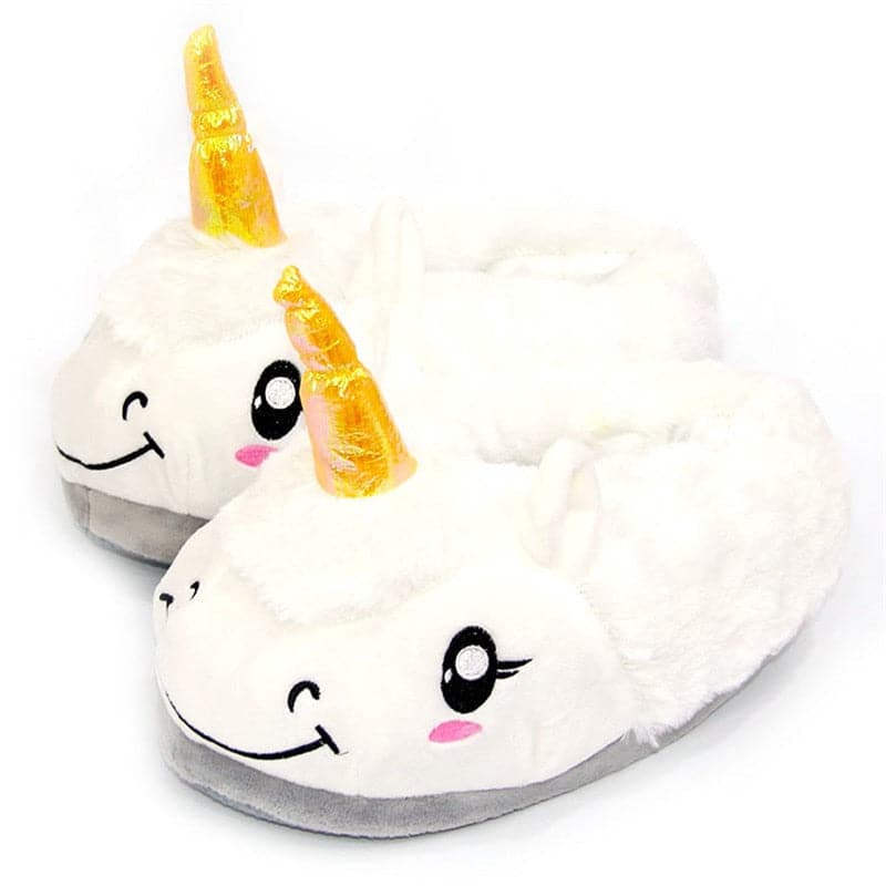 Pantufa Unicórnio 3D Branco Fofinho Fechado